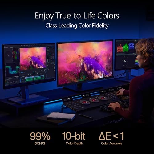 ASUS ProArt Display 27 4K HDR RGB OLED Professional Monitor  PA27DCE K    UHD  3840 x 2160   99  DCI P3  HLG   E < 1  USB C PD 80W  Hardware Calibration  Calman Ready  X rite i1 Display Pro Calibrator