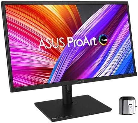 ASUS ProArt Display 27 4K HDR RGB OLED Professional Monitor  PA27DCE K    UHD  3840 x 2160   99  DCI P3  HLG   E < 1  USB C PD 80W  Hardware Calibration  Calman Ready  X rite i1 Display Pro Calibrator