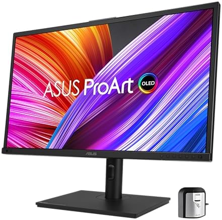 ASUS ProArt Display 27 4K HDR RGB OLED Professional Monitor  PA27DCE K    UHD  3840 x 2160   99  DCI P3  HLG   E < 1  USB C PD 80W  Hardware Calibration  Calman Ready  X rite i1 Display Pro Calibrator