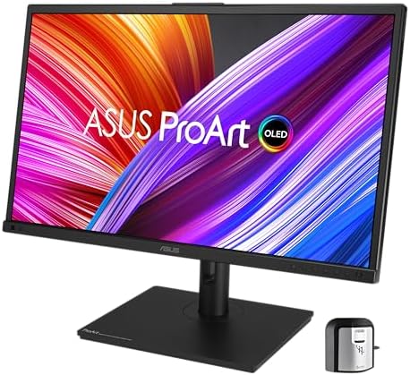 ASUS ProArt Display 27 4K HDR RGB OLED Professional Monitor  PA27DCE K    UHD  3840 x 2160   99  DCI P3  HLG   E < 1  USB C PD 80W  Hardware Calibration  Calman Ready  X rite i1 Display Pro Calibrator