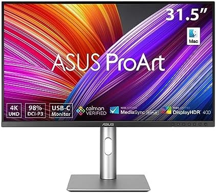 ASUS ProArt Display 32   31 5 viewable  Professional Monitor  PA329CRV    IPS  4K UHD  3840 x 2160   98  DCI P3  Color Accuracy  E < 2  Calman Verified  USB C PD 96W  Daisy Chain  VESA DisplayHDR400