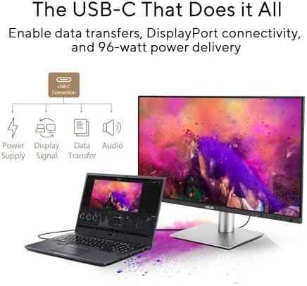 ASUS ProArt Display PA278CGRV Monitor   27  IPS  144Hz  QHD  2560 x 1440   97  DCI P3   E < 2  Calman Verified  USB C PD 96W  Light Sync  Ergonomic Stand  VESA DisplayHDR 400  3yr Warranty