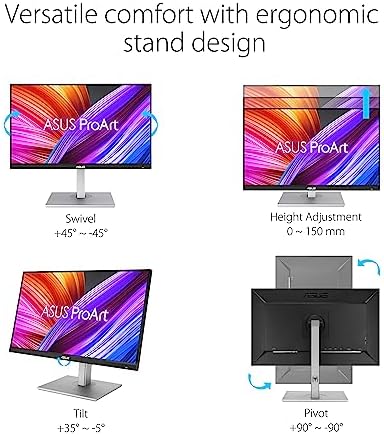 ASUS ProArt Display 27  1440P Professional Monitor  PA278CGV    IPS  QHD  2560 x 1440   144Hz  95  DCI P3   E < 2  Calman Verified  USB C PD 90W  FreeSync Premium  DisplayHDR 400  Height Adjustable