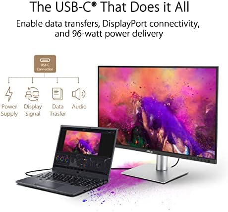 ASUS ProArt Display 27” 4K HDR Monitor Profesional (PA279CRV) - IPS, UHD (3840 x 2160), 99% DCI-P3/Adobe RGB, ΔE < 2, Calman Verified, USB-C PD 96W, DisplayPort, Daisy-Chain, Ergonómico, Garantía de 3