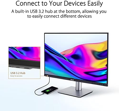 ASUS ProArt Display 27  4K HDR Professional Monitor  PA279CRV    IPS  UHD  3840 x 2160   99  DCI P3/Adobe RGB   E < 2  Calman Verified  USB C PD 96W  DisplayPort  Daisy Chain  Ergonomic  3yr Warranty