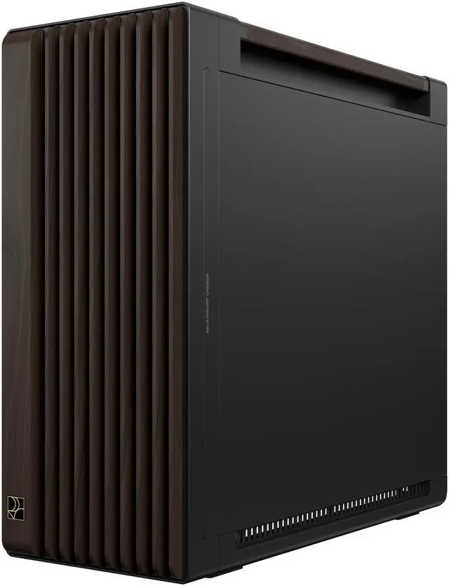 ASUS ProArt PA602 Wood Edition Modern Black E ATX Mid Tower Case with Tempered Glass  Supports 440mm GPUs  420mm Radiators  Includes One 140mm and Two 200mm Pre Installed Fans 