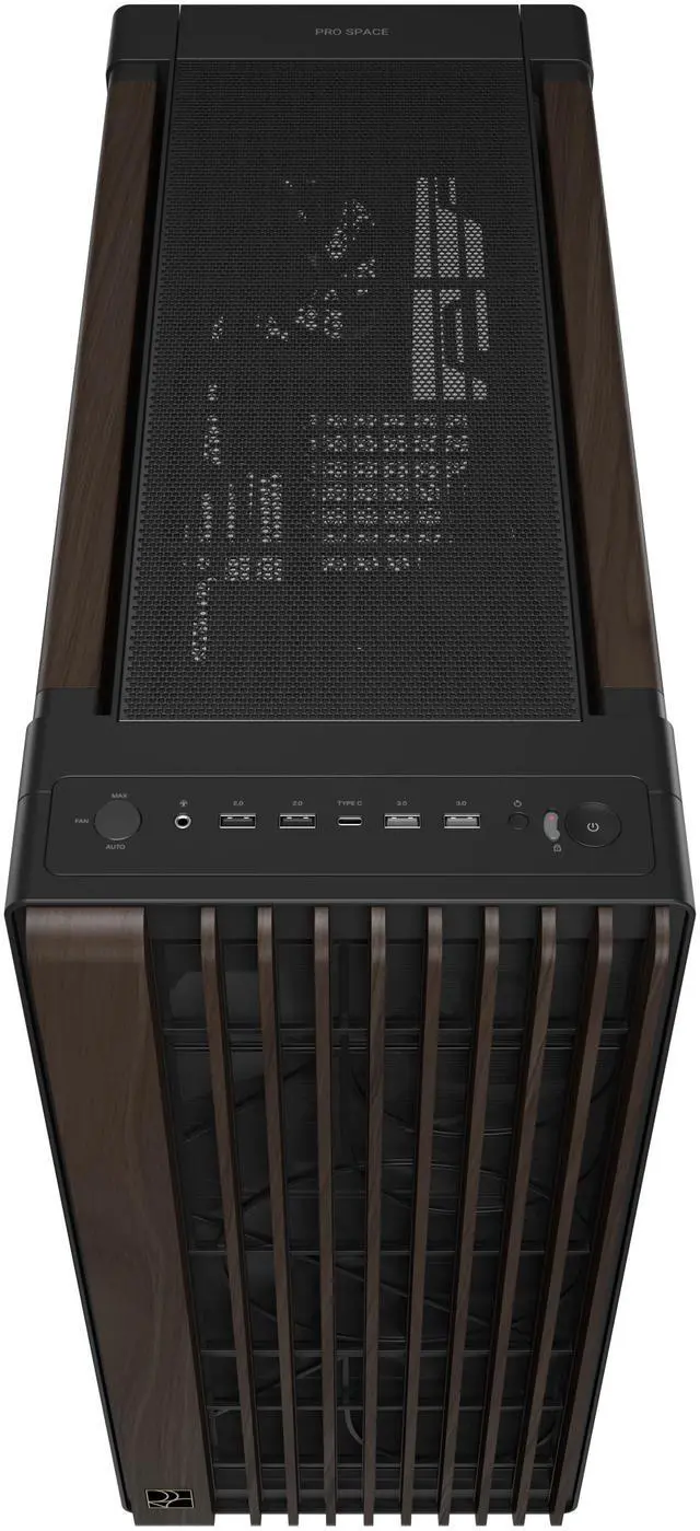 ASUS ProArt PA602 Wood Edition Modern Black E ATX Mid Tower Case with Tempered Glass  Supports 440mm GPUs  420mm Radiators  Includes One 140mm and Two 200mm Pre Installed Fans 