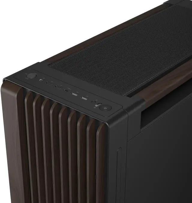 ASUS ProArt PA602 Wood Edition Modern Black E ATX Mid Tower Case with Tempered Glass  Supports 440mm GPUs  420mm Radiators  Includes One 140mm and Two 200mm Pre Installed Fans 