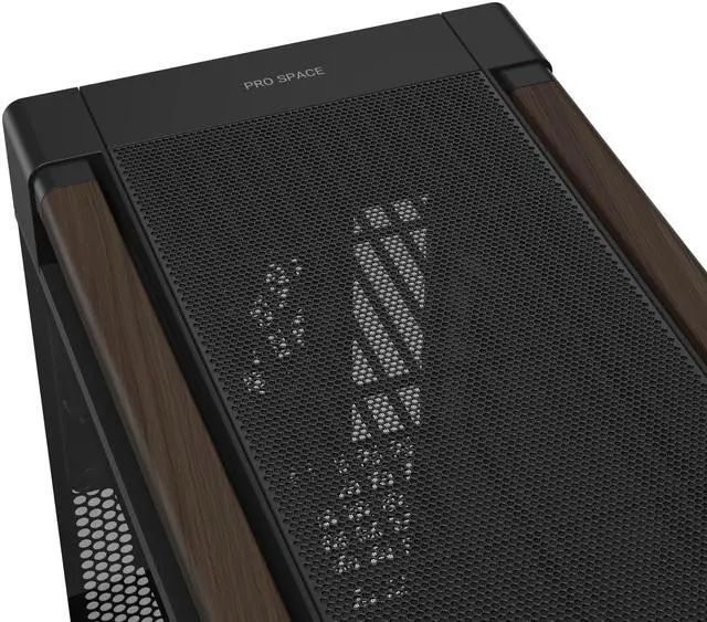 ASUS ProArt PA602 Wood Edition Modern Black E ATX Mid Tower Case with Tempered Glass  Supports 440mm GPUs  420mm Radiators  Includes One 140mm and Two 200mm Pre Installed Fans 