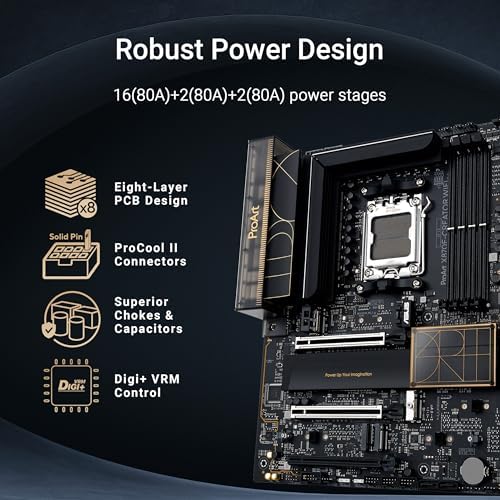 ASUS ProArt X870E CREATOR WiFi AMD AM5 X870E ATX Motherboard PCIe  5 0 x16 Slots with Full Support for Next gen GPUs  16 2 2 Power Stages  DDR5  Dual USB4   10 Gb & 2 5 Gb LAN  WiFi 7  Four M 2 Slots