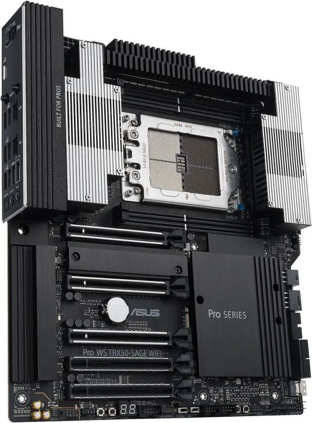 ASUS Pro WS TRX50 SAGE WIFI CEB Workstation motherboard  AMD Ryzen  Threadripper  PRO 7000 WX Series Processors ECC R DIMM DDR5  36 power stage  WiFi 7 PCIe 5 0 x 16  PCIe 5 0 M 2  10 Gb and 2 5 Gb LAN  multi GPU support