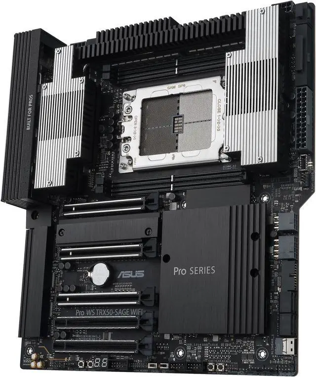 ASUS Pro WS TRX50 SAGE WIFI CEB Workstation motherboard  AMD Ryzen  Threadripper  PRO 7000 WX Series Processors ECC R DIMM DDR5  36 power stage  WiFi 7 PCIe 5 0 x 16  PCIe 5 0 M 2  10 Gb and 2 5 Gb LAN  multi GPU support