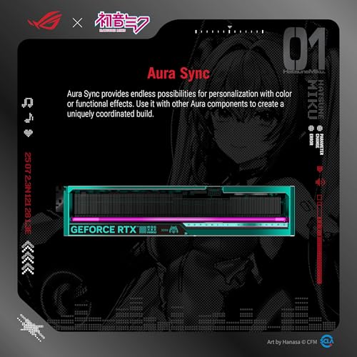 ASUS ROG Astral GeForce RTX 5080 16GB GDDR7 OC Hatsune Miku Edition  PCIe 5 0  16GB GDDR7  HDMI /DP 2 1  3 8 Slot  4 Fan Design  Axial tech Fans  Patented Vapor Chamber  Phase Change GPU Thermal pad 