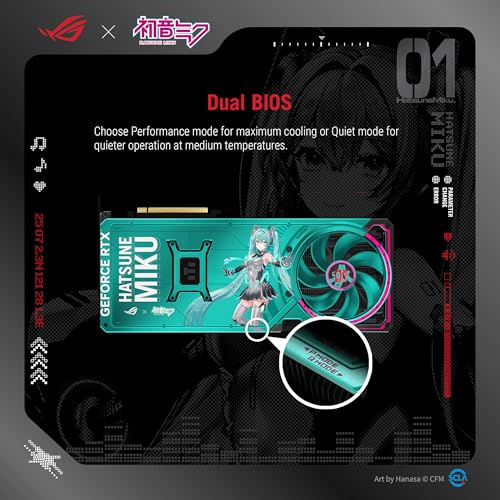 ASUS ROG Astral GeForce RTX 5080 16GB GDDR7 OC Hatsune Miku Edition  PCIe 5 0  16GB GDDR7  HDMI /DP 2 1  3 8 Slot  4 Fan Design  Axial tech Fans  Patented Vapor Chamber  Phase Change GPU Thermal pad 