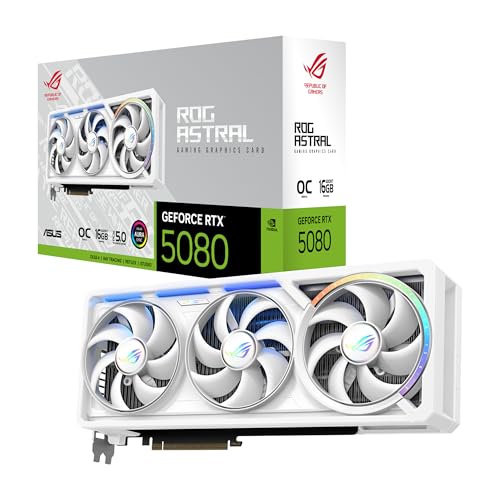 ASUS ROG Astral GeForce RTX  5080 16GB GDDR7 White OC Edition   Quad Fan Graphics Card Delivering unprecedented Airflow and air Pressure for Optimal Performance