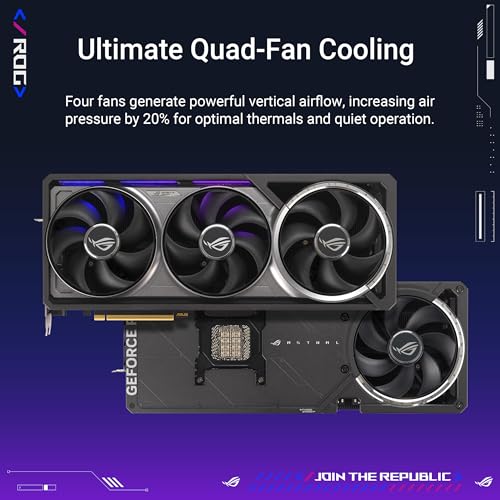 ASUS ROG Astral GeForce RTX  5090 OC Edition Gaming Graphics Card  PCIe  5 0  32GB GDDR7  HDMI /DP 2 1  3 8 Slot  4 Fan Design  Axial tech Fans  Patented Vapor Chamber  Phase Change GPU Thermal pad 