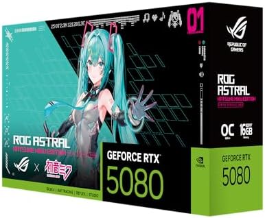 ASUS ROG Astral GeForce RTX  5080 OC Edition Gaming Graphics Card  PCIe  5 0  16GB GDDR7  HDMI /DP 2 1  3 8 Slot  4 Fan Design  Axial tech Fans  Patented Vapor Chamber  Phase Change GPU Thermal pad