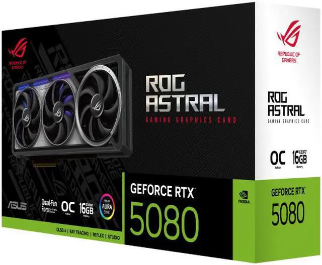 ASUS ROG Astral GeForce RTX 5080 16GB GDDR7 OC Edition ROG ASTRAL RTX5080 O16G GAMING PCI Express 5 0 DLSS 4 0 Graphics Card