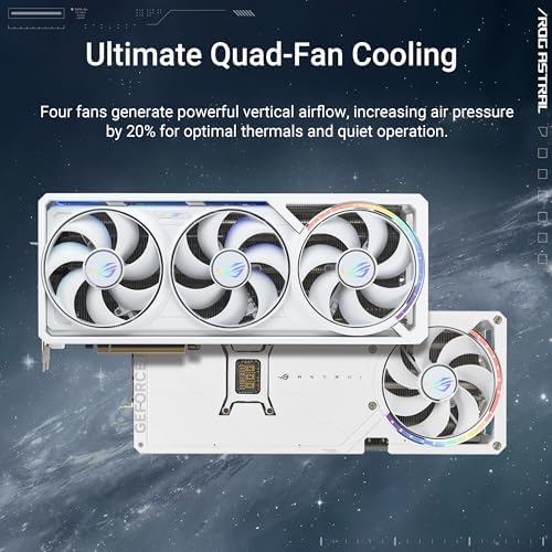 ASUS ROG Astral GeForce RTX  5080 16GB GDDR7 White OC Edition   Quad Fan Graphics Card Delivering unprecedented Airflow and air Pressure for Optimal Performance