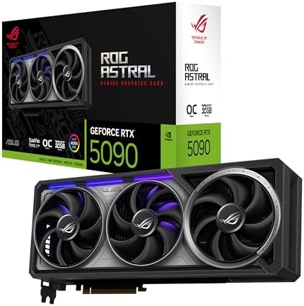 ASUS ROG Astral NVIDIA GeForce RTX 5090 32GB GDDR7 OC Edition Gaming Graphics Card  PCIe 5 0  HDMI/DP 2 1  3 8 Slot  4 Fan Design  Axial tech Fans  Patented Vapor Chamber   3 Year Warranty