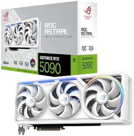 ASUS ROG Astral NVIDIA GeForce RTX 5090 32GB GDDR7 OC Edition Gaming Graphics Card  PCIe 5 0  HDMI/DP 2 1  3 8 Slot  4 Fan Design  Axial tech Fans  Patented Vapor Chamber   3 Year Warranty