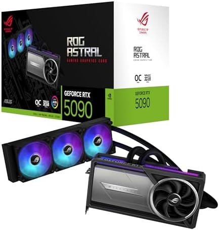 ASUS ROG Astral NVIDIA GeForce RTX 5090 32GB GDDR7 OC Edition Gaming Graphics Card  PCIe 5 0  HDMI/DP 2 1  3 8 Slot  4 Fan Design  Axial tech Fans  Patented Vapor Chamber   3 Year Warranty