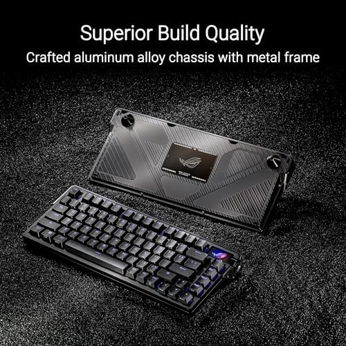 ASUS ROG Azoth Extreme Wireless Mechanical Gaming Keyboard   75  TKL  ROG NX Snow Linear Switches  PBT Keycaps  Aluminum Chassis  Carbon Fiber  Gasket Mount  Color OLED Screen  PC/Mac Support   Black