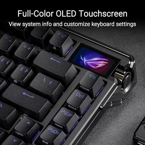 ASUS ROG Azoth Extreme Wireless Mechanical Gaming Keyboard   75  TKL  ROG NX Snow Linear Switches  PBT Keycaps  Aluminum Chassis  Carbon Fiber  Gasket Mount  Color OLED Screen  PC/Mac Support   Black