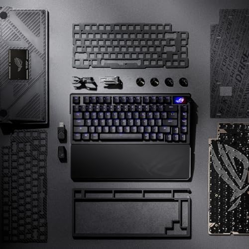 ASUS ROG Azoth Extreme Wireless Mechanical Gaming Keyboard   75  TKL  ROG NX Snow Linear Switches  PBT Keycaps  Aluminum Chassis  Carbon Fiber  Gasket Mount  Color OLED Screen  PC/Mac Support   Black
