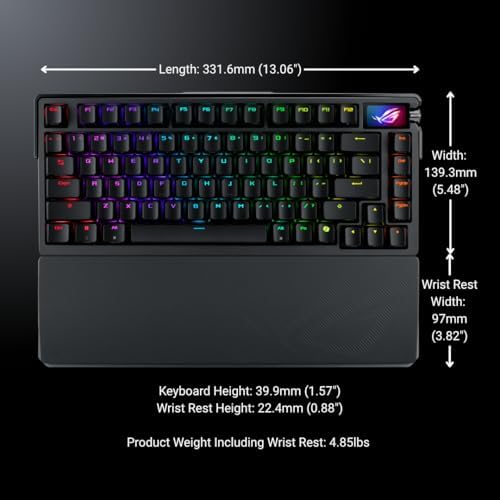 ASUS ROG Azoth Extreme Wireless Mechanical Gaming Keyboard   75  TKL  ROG NX Snow Linear Switches  PBT Keycaps  Aluminum Chassis  Carbon Fiber  Gasket Mount  Color OLED Screen  PC/Mac Support   Black