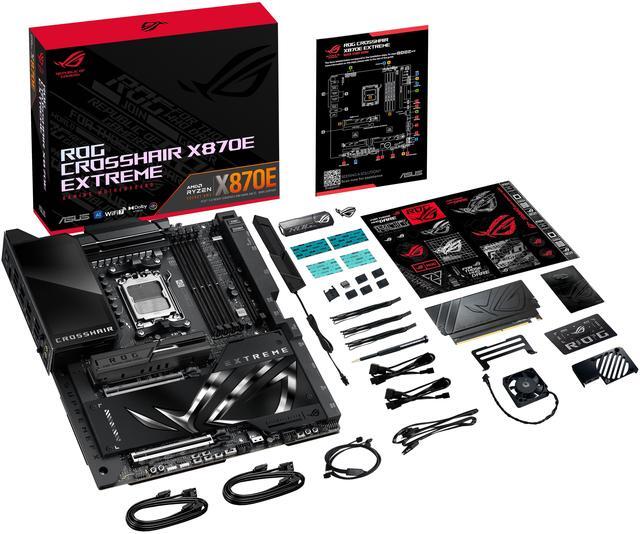 Placa base para juegos ASUS ROG CROSSHAIR X870E EXTREME AMD X870E AM5 E-ATX: 20+2+2 etapas de potencia, DDR5, PCIe 5.0, 5 puertos M.2, LAN 5G y 10G, Wi-Fi 7, USB 4.0 tipo C, LCD de 5", overclocking y conectividad con IA