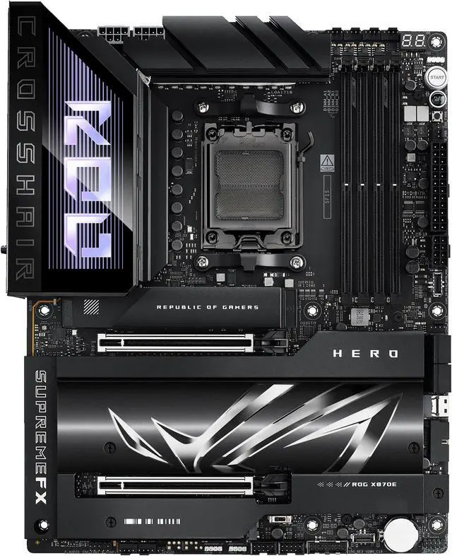 Placa base ASUS ROG CROSSHAIR X870E HERO AMD X870E AM5 ATX, compatible con PC con IA avanzada, 18+2+2 etapas de potencia, DDR5, PCIe 5.0, 5x M.2, Wi-Fi 7, USB4, overclocking con IA, Core Flex, ranura PCIe Q-Release Slim
