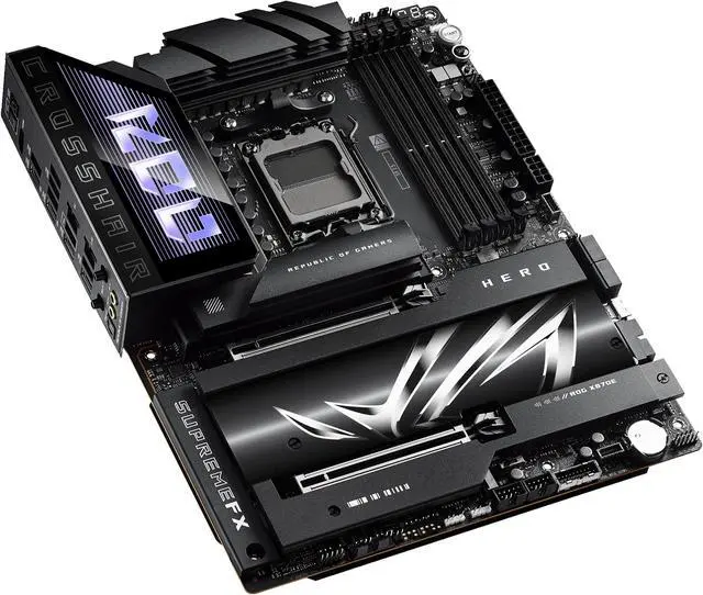 Placa base ASUS ROG CROSSHAIR X870E HERO AMD X870E AM5 ATX, compatible con PC con IA avanzada, 18+2+2 etapas de potencia, DDR5, PCIe 5.0, 5x M.2, Wi-Fi 7, USB4, overclocking con IA, Core Flex, ranura PCIe Q-Release Slim