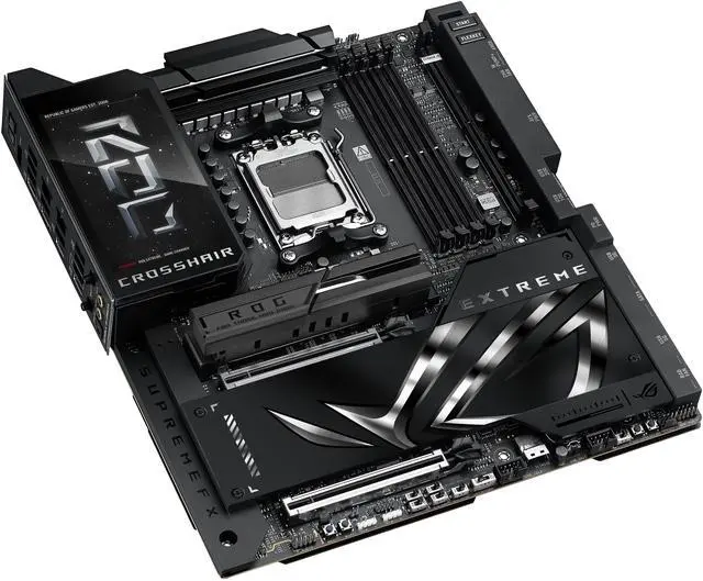 ASUS ROG CROSSHAIR X870E EXTREME AMD X870E AM5 E ATX Gaming Motherboard   20 2 2 Power Stages  DDR5  PCIe 5 0  5x M 2  5G & 10G LAN  Wi Fi 7  USB4 Type C  5" LCD  AI Overclocking & Networking