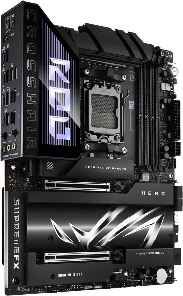 ASUS ROG CROSSHAIR X870E HERO AMD X870E AM5 ATX motherboard  Advanced AI PC ready  18 2 2 power stages  DDR5  PCIe 5 0  5x M 2  Wi Fi 7  USB4  AI Overclocking  Core Flex  PCIe Slot Q Release Slim