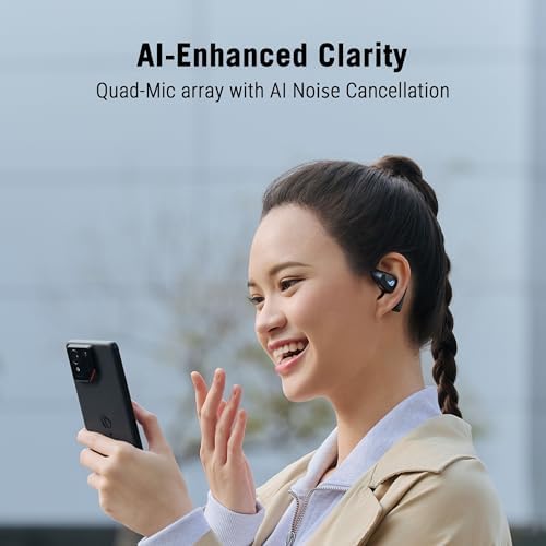 ASUS ROG Cetra Open Wireless Open Ear Earbuds   Dual Mode  BT/2 4GHz   Quad AI Noise Canceling Mic  Low Latency  16H Playtime  IPX5 Water Resistant  for Daily/Workout/Outdoor/Gaming Use   Black