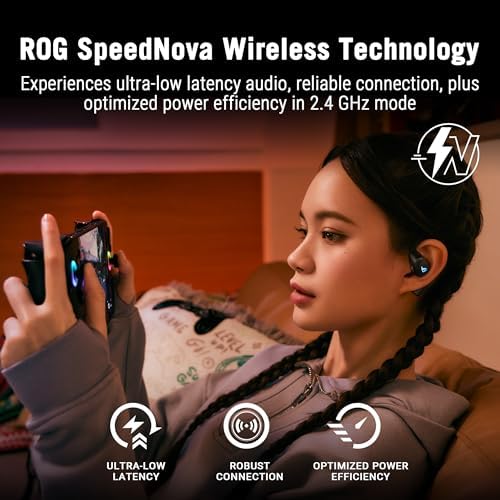 ASUS ROG Cetra Open Wireless Open Ear Earbuds   Dual Mode  BT/2 4GHz   Quad AI Noise Canceling Mic  Low Latency  16H Playtime  IPX5 Water Resistant  for Daily/Workout/Outdoor/Gaming Use   Black