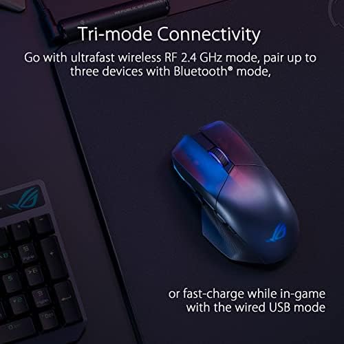 ASUS ROG Chakram X Origin Wireless Gaming Mouse   MMO/MOBA Design  Detachable Joystick  11 Programmable Buttons Right Handed  123g  Tri Mode Connectivity  36K DPI  up to 150Hr Battery  PC/Mac Support