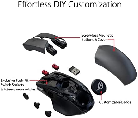 ASUS ROG Chakram X Origin Wireless Gaming Mouse   MMO/MOBA Design  Detachable Joystick  11 Programmable Buttons Right Handed  123g  Tri Mode Connectivity  36K DPI  up to 150Hr Battery  PC/Mac Support