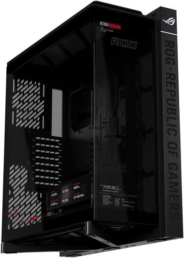 ASUS ROG Cronox Full Tower Gaming PC Case Curved Tempered Glass Side Panel  Support for Graphics Cards up to 400mm Long  EATX and BTF Motherboards  9 2 Inch LCD Case Screen Module