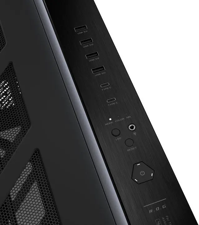 ASUS ROG Cronox Full Tower Gaming PC Case Curved Tempered Glass Side Panel  Support for Graphics Cards up to 400mm Long  EATX and BTF Motherboards  9 2 Inch LCD Case Screen Module