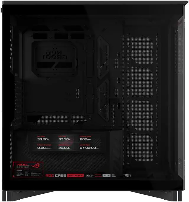 ASUS ROG Cronox Full Tower Gaming PC Case Curved Tempered Glass Side Panel  Support for Graphics Cards up to 400mm Long  EATX and BTF Motherboards  9 2 Inch LCD Case Screen Module