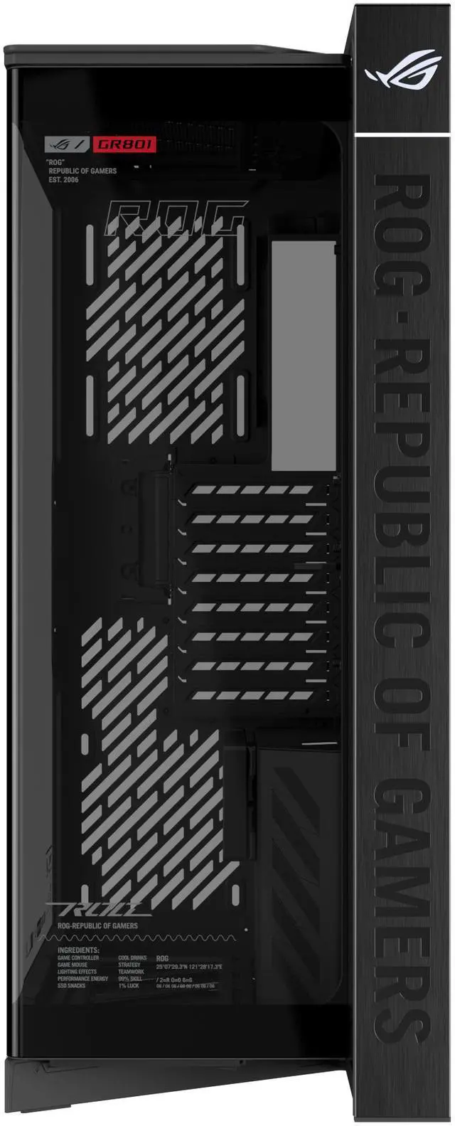 ASUS ROG Cronox Full Tower Gaming PC Case Curved Tempered Glass Side Panel  Support for Graphics Cards up to 400mm Long  EATX and BTF Motherboards  9 2 Inch LCD Case Screen Module