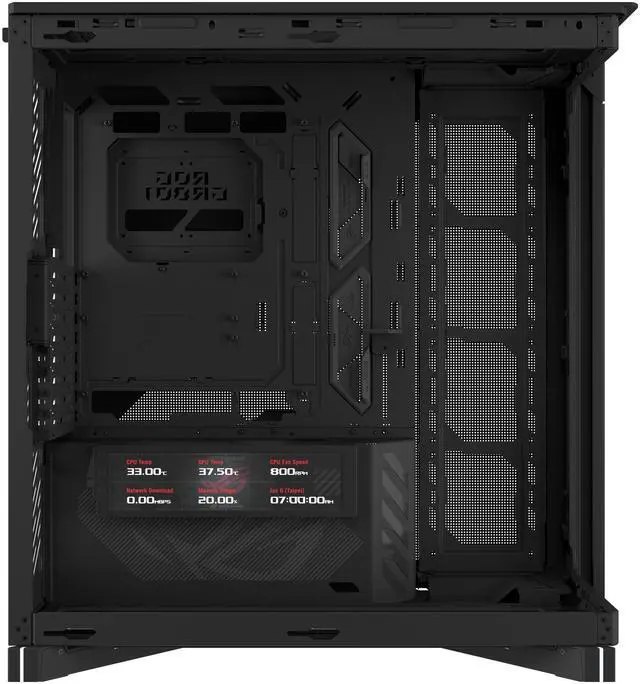 ASUS ROG Cronox Full Tower Gaming PC Case Curved Tempered Glass Side Panel  Support for Graphics Cards up to 400mm Long  EATX and BTF Motherboards  9 2 Inch LCD Case Screen Module