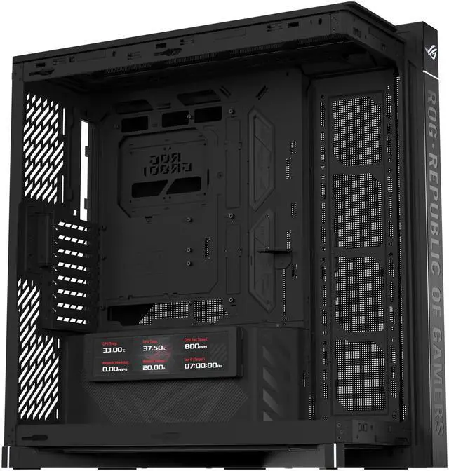 ASUS ROG Cronox Full Tower Gaming PC Case Curved Tempered Glass Side Panel  Support for Graphics Cards up to 400mm Long  EATX and BTF Motherboards  9 2 Inch LCD Case Screen Module