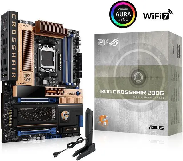 ASUS ROG Crosshair 2006 X870E AM5 ATX motherboard  DDR5  DIMM Fit  WiFi 7  10Gb LAN  5x M 2  2x USB4  2" OLED Display  AIO Q Connector