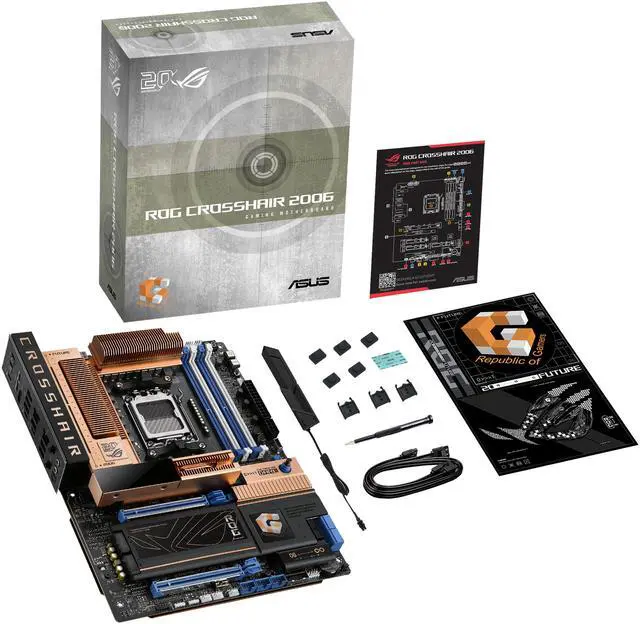 ASUS ROG Crosshair 2006 X870E AM5 ATX motherboard  DDR5  DIMM Fit  WiFi 7  10Gb LAN  5x M 2  2x USB4  2" OLED Display  AIO Q Connector