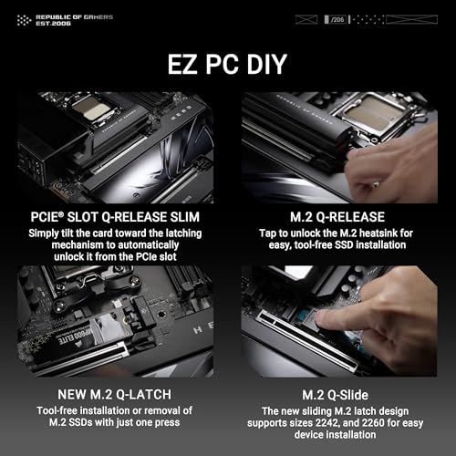 ASUS ROG Crosshair X870E Hero AMD X870E AM5 ATX Motherboard  Advanced AI PC Ready  18 2 2 Power Stages  DDR5  PCIe  5 0  5X M 2  Wi Fi 7  USB4   AI Overclocking  Core Flex  PCIe Slot Q Release Slim