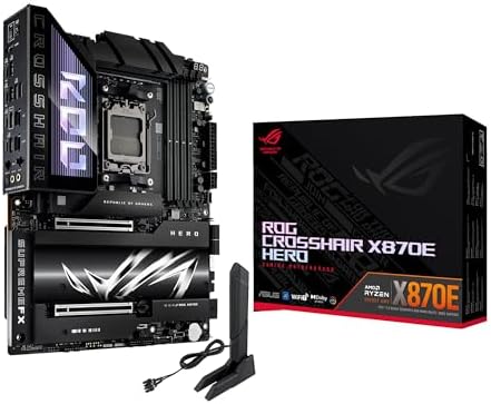 ASUS ROG Crosshair X870E Hero AMD X870E AM5 ATX Motherboard  Advanced AI PC Ready  18 2 2 Power Stages  DDR5  PCIe  5 0  5X M 2  Wi Fi 7  USB4   AI Overclocking  Core Flex  PCIe Slot Q Release Slim