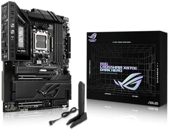 ASUS ROG Crosshair X870E Dark Hero ATX Motherboard  20 2 2 Power Stages  DDR5 Slots  PCIe  5 0  Five M 2 Slots  3D VC M 2 heatsink  USB4   AI Cache Boost  PCIe Slot Q Release  AIO Q Connector